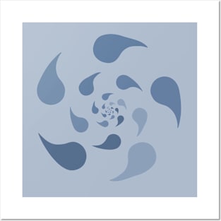 Blue Swirl Teardrops Posters and Art
